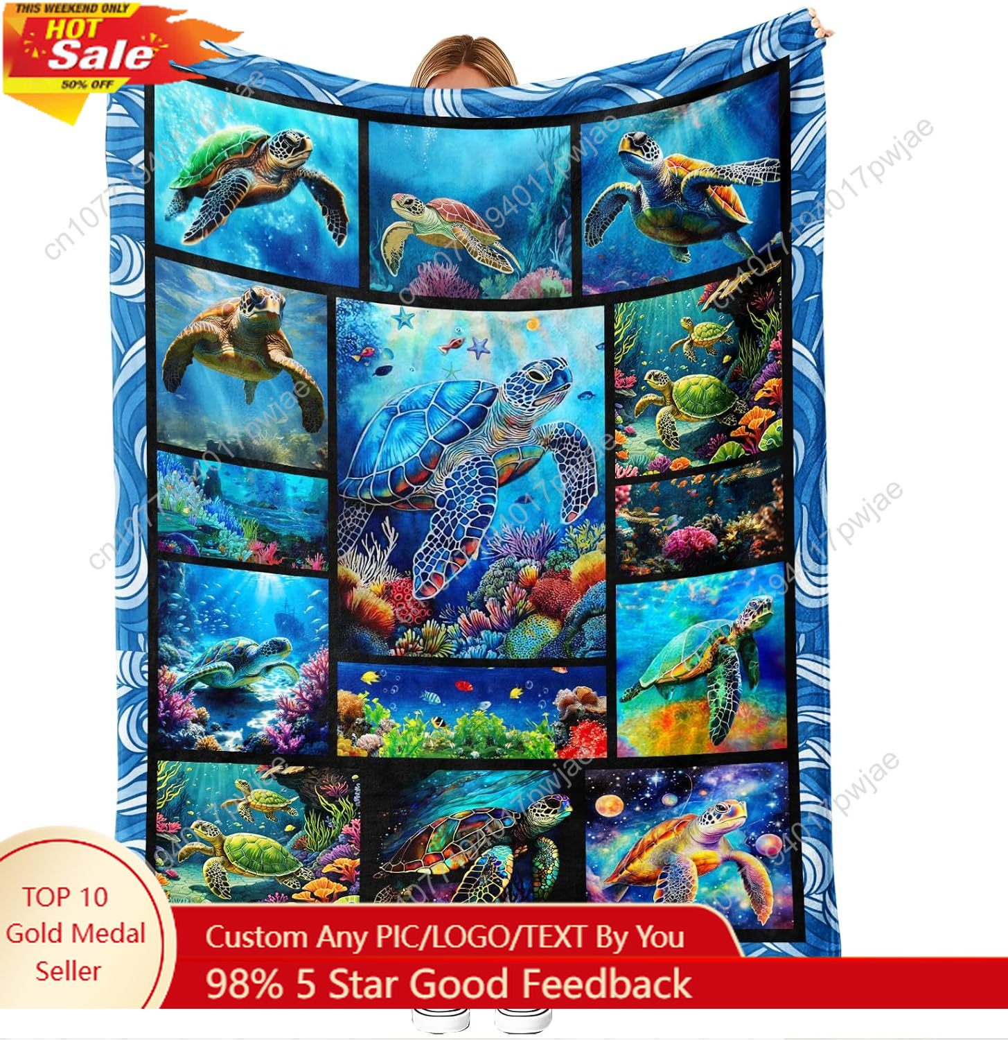 Sea Turtle Flannel Throw Blank - Quality Home Textiles review and price