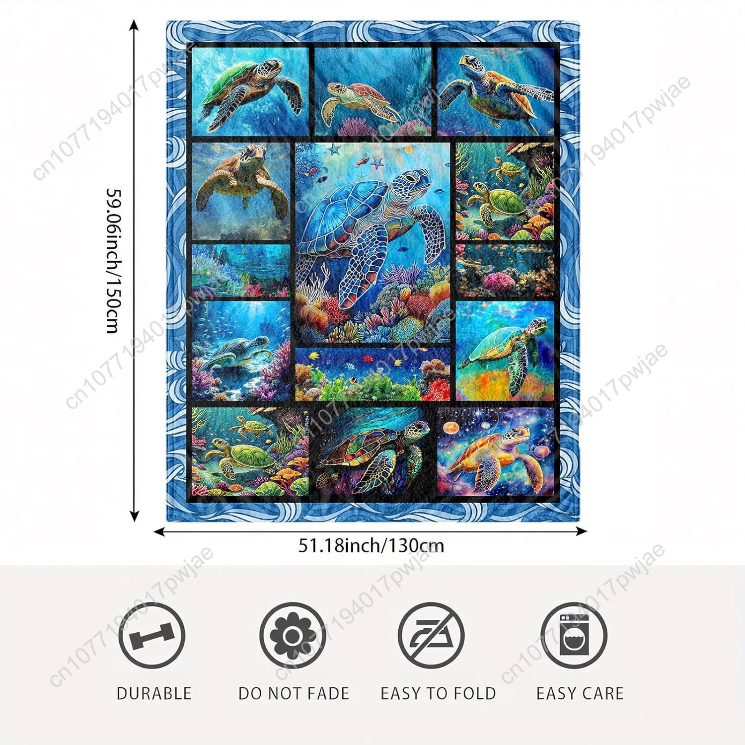 Sea Turtle Flannel Throw Blank - Quality Home Textiles review and price