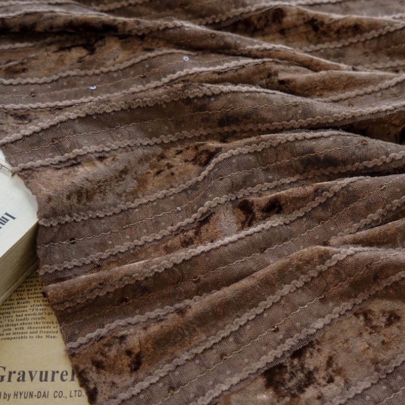 Velvet Lace Stripe Fabric Embr - Home Textiles Luxury Curtains review and price