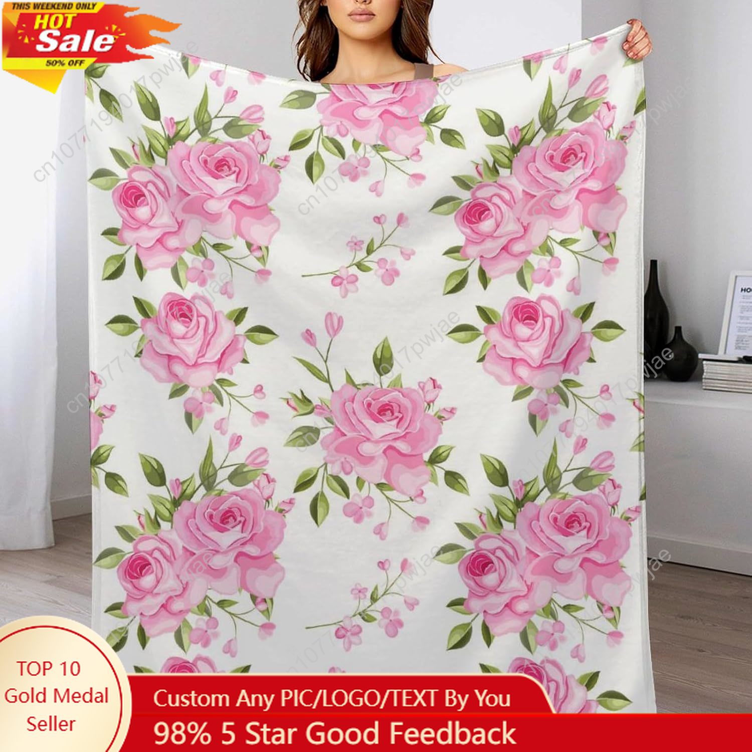 Pink Flower Throw Blanket Flor - Quality Home Textiles review and price