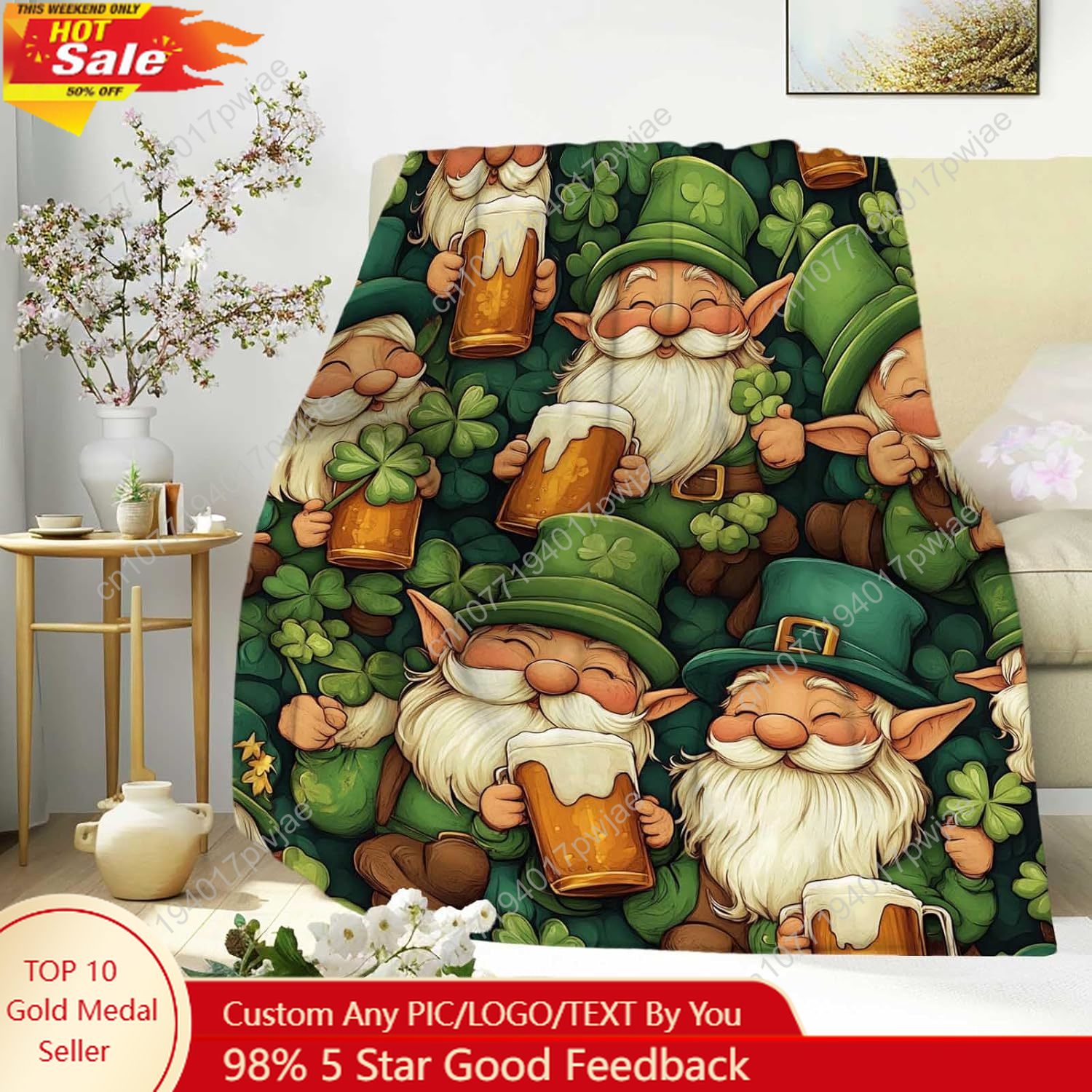 St. Patrick’s Day Gnome Throw  - Quality Home Textiles review and price