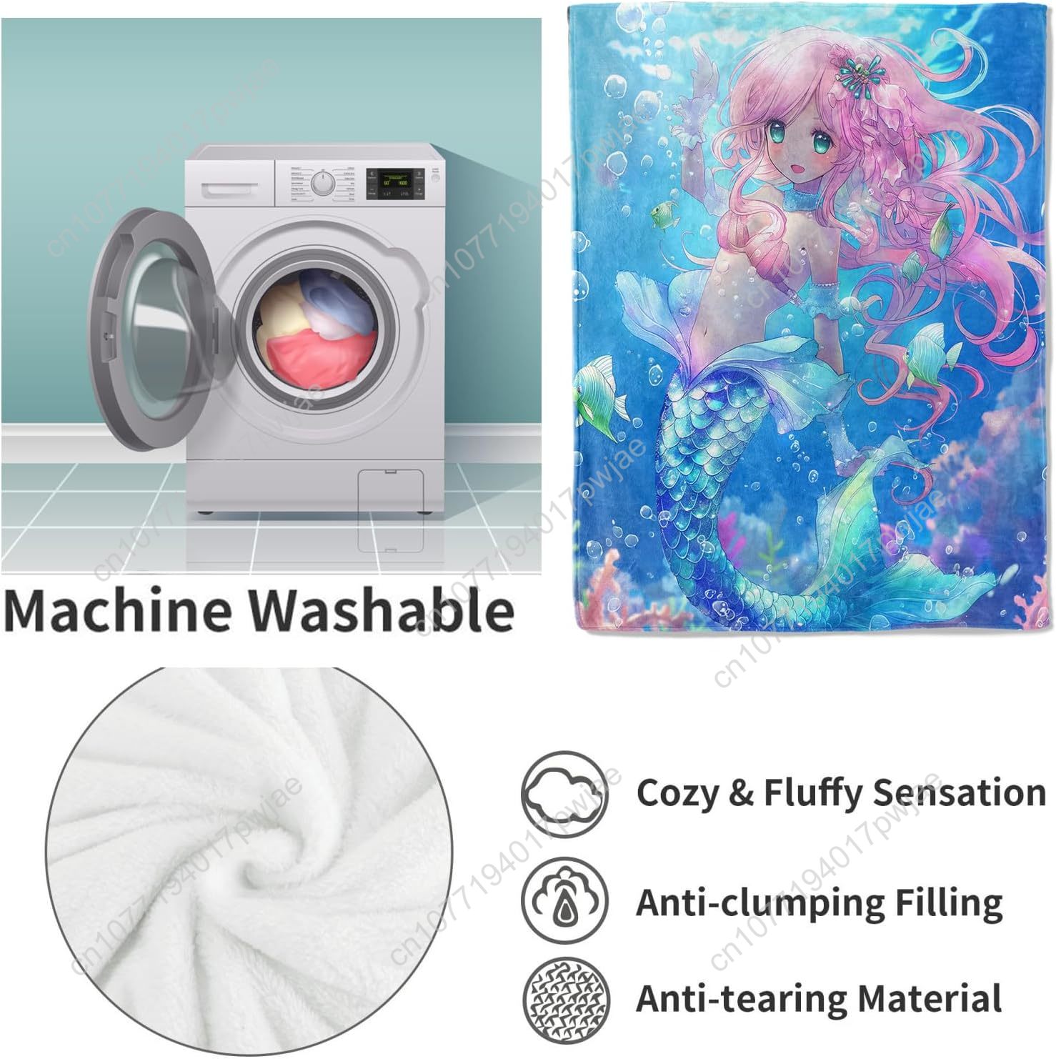 Cute Mermaid Blanket Cartoon F - Quality Home Textiles review and price