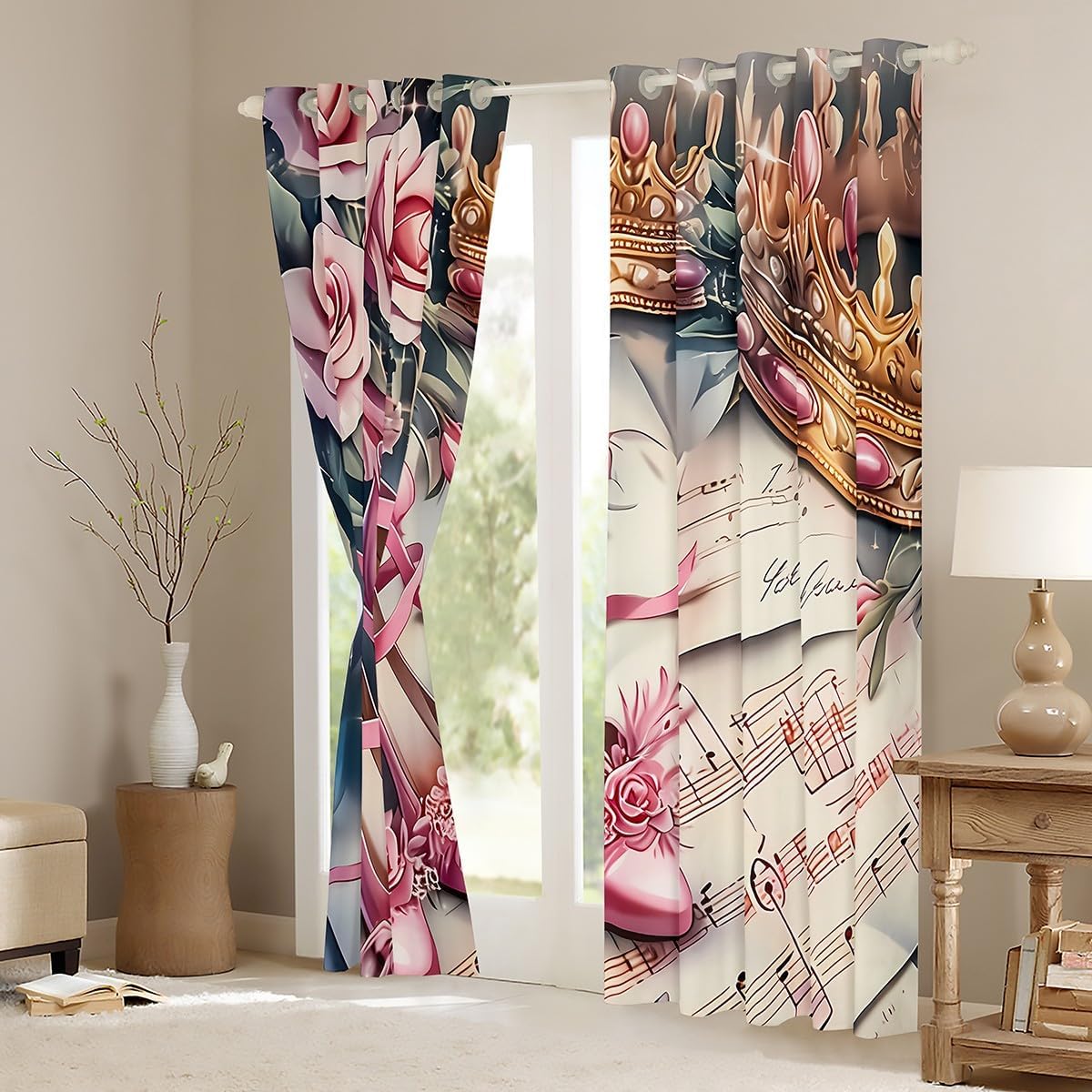 Pink Rose Heels Curtain Shower - Home Textiles Luxury Curtains review and price